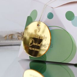 Other Event Party Supplies 30pcs Personalised Acrylic Round Tag Wedding Baby Baptism Gift Mirror Engraved Tags Momento Parties Favour Tag Decoration 230329