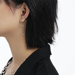 Backs Earrings Clip-on & Screw Back 1 Pcs Irregular Tassel Double Layer Ear Clip For Women Chain Bone Without Hole Cuffs Aretes De Mujer