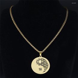 Pendant Necklaces Yin Yang Gossip Stainless Steel Chain For Men Gold Colour Flower Of Life Jewellery Collier Homme NXS02