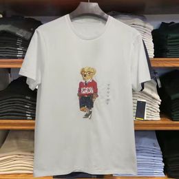 2023 High quality Men's polos T-shirt Casual Sports Outdoor Cotton Short Sleeve Western Denim Little Bear Print T-shirt S-3XL