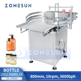 ZONESUN Bottle Unscrambler Round Rotary Turntable Plastic Glass Container Packaging Sorting Feeding Table Machine ZS-LP800