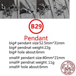 B29 S925 Sterling Silver Pendant Personalized Fashion Simple Couple Creative Retro Six Star Letter Net Red Punk Hip Hop Dance Style Jewelry Lover Gift