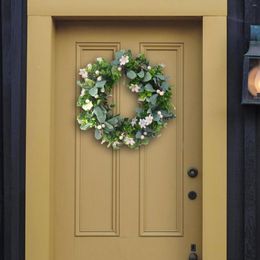 Decorative Flowers Elegant Green Wreath Garland Spring Wreaths For Front Door Summer Decor