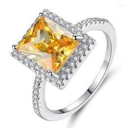 Wedding Rings R433 Items Women Accessories Silver Plated Yellow Zircon Jewellery Bridal Ring Mother's Day Gift For Mom