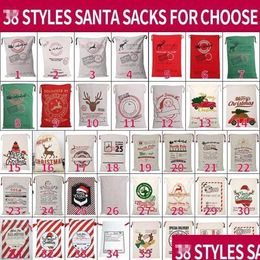 Christmas Decorations Santa Sacks Canvas Cotton Bags Large Organic Heavy Dstring Gift Personalised Festival Party Drop Delivery Home Dhh4A