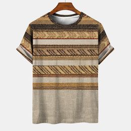 Mens TShirts Vintage For Mens TShirts Summer Tops Mens Stripe Graphic Ethnic Clothing ONeck Oversized Apparel Male Casual Shirts Tee 230329