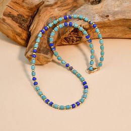 Choker Trendy Turquoise Stone Stainless Steel Beaded Necklace Not Tarnish Elegant Party Jewellery For Women 2023 Summer Gift