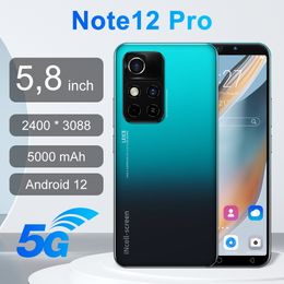 5.8 inch Drop screen Note 12 Pro cell phones smartphone 5G network 64G 128G 256G 1T wholesale Mobile phone