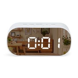 Clocks Accessories Other & Multi-Function LED Alarm Clock Mirror Round/Oval Digital Snooze Table Backlight Time Temperature Display Home Dec