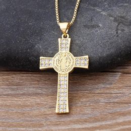 Pendant Necklaces AIBEF Vintage Crystal Jesus Cross Women Chain Cubic Zircon Necklace Couple Jewellery Gift For Grilfriend Wift Drop