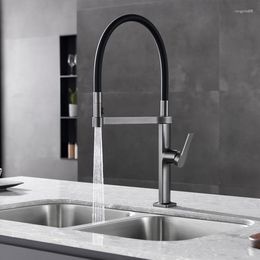 Kitchen Faucets High Quality Brass Sink Faucet Luxury Pull Out Copper Mixer Tap With 2 Functions Spray Chrome Black Gun Grey