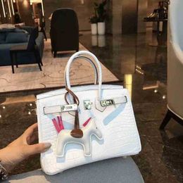 Birkinbag Handbags Bags Designer Have Birkins Handbag Alligator Womens Slanting Leather Fashion Versatile Bag Atmosphere Lock frj