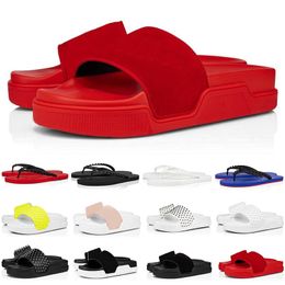 Men Women Luxury Slippers Sandals Slides Triple Black White Red Rivet Flat Flip Flops Beach Hotel Platform Indoor Sandal With Box size 38-46