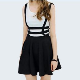 Skirts Short Mini Strap Empire Black Women Girl Playsuit Skater Suspender Bandage