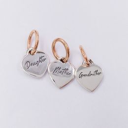 Generation of Hearts Triple Dangle Charm 925 silver Leather Pandora Moments for Christmas Day fit Charms beads Bracelets Jewelry 782648C00 Andy Jewel