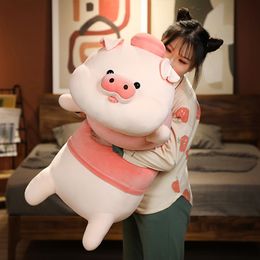 Planking Pig Throw Pillow Plush Toy Rag Doll Super Cute Pink Lace-up Cap Pig Doll Bed Clip Leg Pillow To Send Girls Valentine's