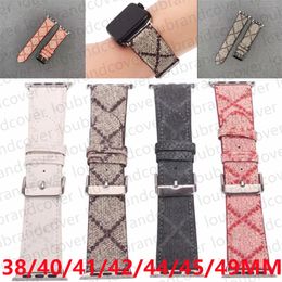 G Designer Watch Band for Apple Watch Band 49mm 38mm 44mm 45mm iwatch series 8 9 4 5 6 7 Straps Leather Bracelet Colorful Flower Bee Snake Print Smart Straps ap Watchbands