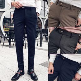 Men's Pants Suits Mens Stand Pocket Slim Fit Formal Wedding Party Business Trousers