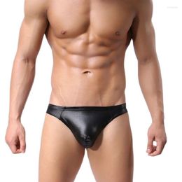 Underpants Mens Tanga Briefs Male Erotic Lingerie Faux Leather Passion Show Cool Gay Fetishism Panties Sexy Fad Glossy Underware