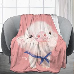 Blankets Pig Blanket Gifts for Women Pig Lovers Pink Pig Blankets for Girls Boys Cozy Warm Cute Animal Flannel Throw Blanket for Bed Sofa 230329