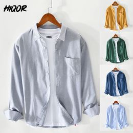 Men's Casual Shirts HIQOR Brand Men's Clothing Solid Oxford Camisas Cotton Vintage Simple Shirts For Men All-match Blusas Casual Men Shirt 230329