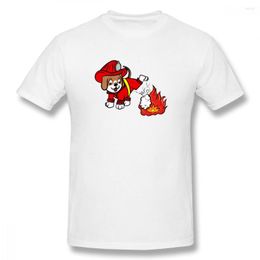 Men's T Shirts Beagle Firefighter Parody Novelty Basic Short Sleeve T-Shirt Dog Friend Shirt USA Size
