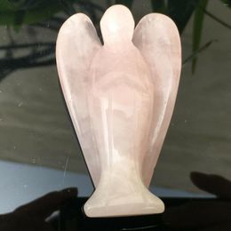 Decorative Figurines Random Natural Rare Pink Rose Quartz Crystal Hand Carved Angel Reiki Healing Home Decoration For Sale 1pcs