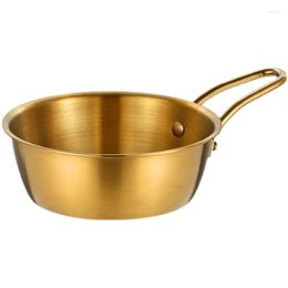 Bowls 2PCS Rice Wine Bowl Stainless Steel Children With Handle Golden Tableware Barbecue Seasoning Dessert