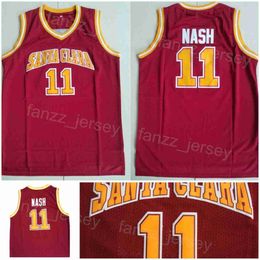 Santa Clara Broncos College 11 Steve Nash Jerseys Basketball University Shirt Team Colour Red For Sport Fans Breathable Shirt Embroidery And Sewing Men NCAA