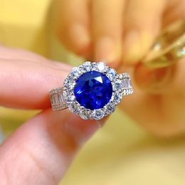 Luxury Sapphire Diamond Ring 100% Real 925 sterling silver Party Wedding band Rings for Women Bridal Engagement Jewellery Gift