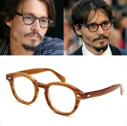 LEMTOSHs Glasses Men Johnny Depp Eyeglasses Frame Transparent Lens Brand Designer Computer Goggles Male Round Vintage Top Quality Oculos De Grau YL6J