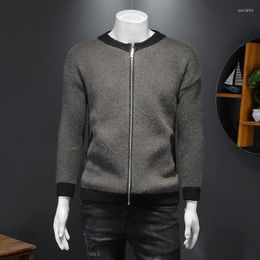 Men's Sweaters YASUGUOJI 2023 Autumn And Winter Korean Fashion Baseball Collar Knitted Sweater Thicken Zipper Cardigans For Men