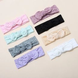 Newborn Lace Embroidery Bow Baby Headbands Girls Bowknot Kid Embroider Elastic Head wrap headwear Infant Bunny Headband