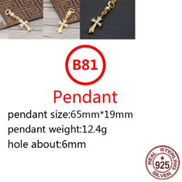 B81 S925 Sterling Silver Pendant Personalized Punk Style Hip Hop Gold Plated Cross Flower Set Diamond Letter Shape Gift for Lovers