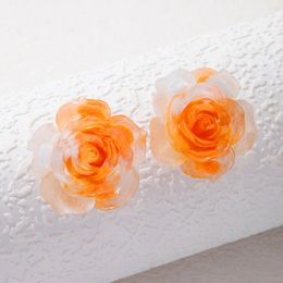 Dangle & Chandelier New Trendy Pretty Flowers Stud Earring for Women Girls Charms Clear Acrylic Resin Party Jewellery pendientes