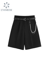 Women's Shorts Summer Suit Shorts Women's Loose Fit High Waist Fashion Casual Drop Feel Show Soft Girls' Solid Wide Leg Straight Shorts 230330