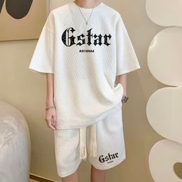 Men's Tracksuits Korean Fashion Short Sets Hip Hop Casual Suit Gstar T Shirts Clothing 2 Piece Set Summer Tracksuit 2023 230330