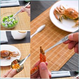 Spoons Stainless Steel Lobster Crab Tools Seafood Picks Lobsters Fruit Needle Forks Spoon Creative Restaurant Accessory Drop Deliver Dhrhj