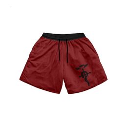 Men's Shorts Anime Fullmetal Alche Gym Training Workout Bodybuilding Sport Men Casual Clothing Male Fitness Jogging 230330