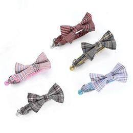 Cat Collars & Leads Dog Collar Plaid Adjustable Puppy Dogs Cats Bowtie With Bell Pet For Small Medium Large Accessories