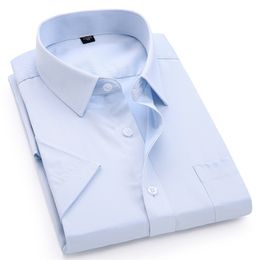 Men's Casual Shirts Men's Casual Dress Short Sleeved Shirt Summer White Blue Pink Black Male Regular Fit Shirt Men Social Shirts 4XL 5XL 6XL 7XL 8XL 230329