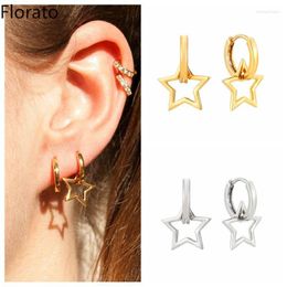 Hoop Earrings 925 Sterling Silver Ear Needle Pentagram Simple Detachable Star Charm Metal Hoops For Women Fashion Jewellery