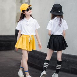 Clothing Sets Children Clothes Girl Casual Sport Suit Summer Loose Outfit Teenage Short-sleeved T-shirt Top Skirt Pants 2pcs Set Sportswear