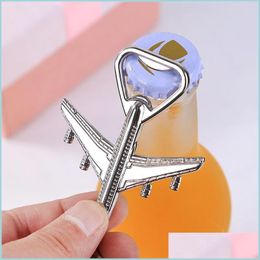 Openers Aircraft Keychain Beer Opener Aeroplane Bottle Keyring Birthday Party Favours Drop Delivery Home Garden Kitchen Dining Dhhqz