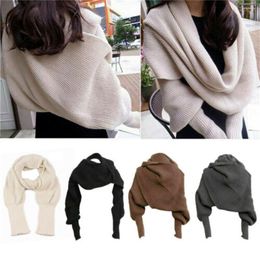 Women's Sweaters 5 Colors Knitted Sweater Tops Casual Shawl Women Long Scarf With Sleeves Wool Scarves Thick Warm Cardigan Outdoor