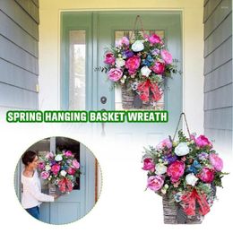 Decorative Flowers Artificial Hanging Plane Plant Flower Decoration Front Basket Wreath Room Silk Living Wedding Door Simulation Garden T4b1