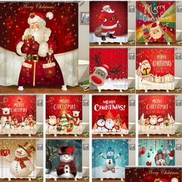 Shower Curtains Christmas Printed Bathroom Curtain Snowman Santa Claus Elk Waterproof Polyester Fabric Bath Home Decoration Drop Del Dhpdn