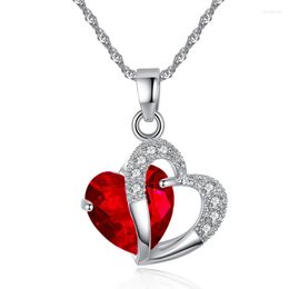 Pendant Necklaces Trendy Heart Shape Water-wave Chain Cubic Zirconia For Women Jewelry Gift