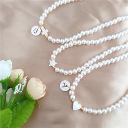 Choker Trendy Heart Cross Star Pearl Necklace Female Travel Party Fashion 26 Initial Letter Name Clavicle Accessories Collar