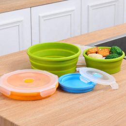 Bowls Round Collapsible Silicone Storage Container Folding Lunch Box For Outdoor Sports